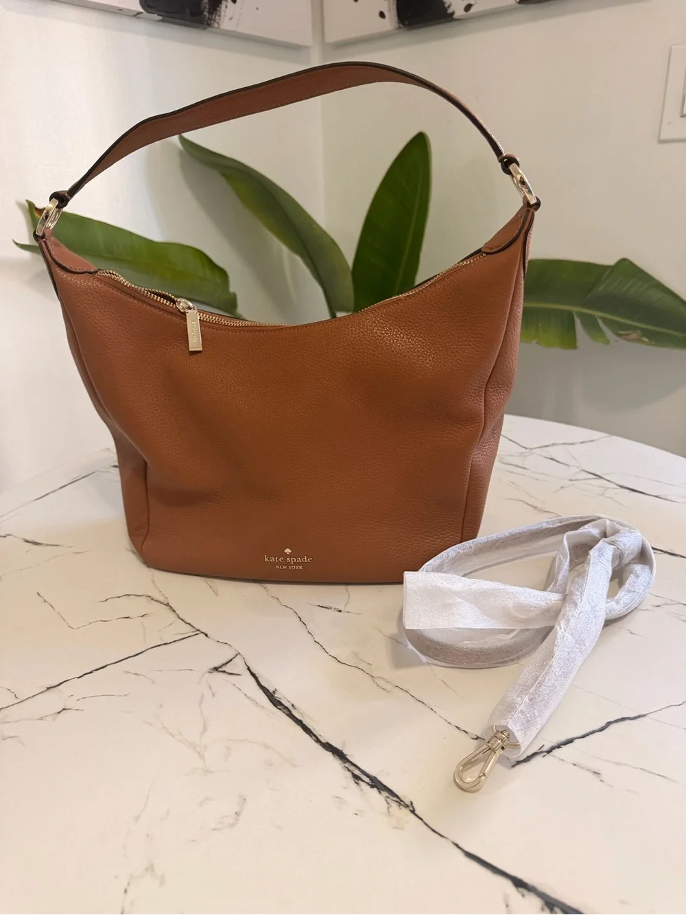 kate spade Cognac Pebbled Leather Shoulder Hobo